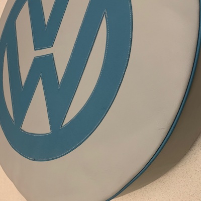 VW Spare Wheel Cover Cinder Grey and Sky Blue
